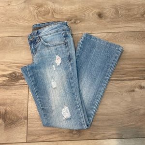 low rise boot cut Blue Asphalt Jeans with Turquoise studs - size 0